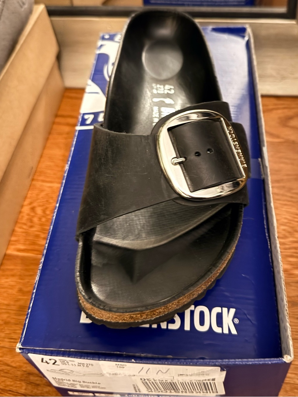 Birkenstock Women’s Black Single-Buckle Slide Sandal